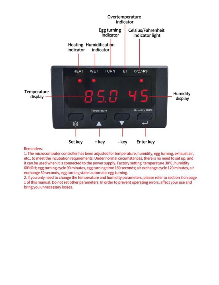 HT-10 Incubator Hygrostat with Sensor for Egg Hatching