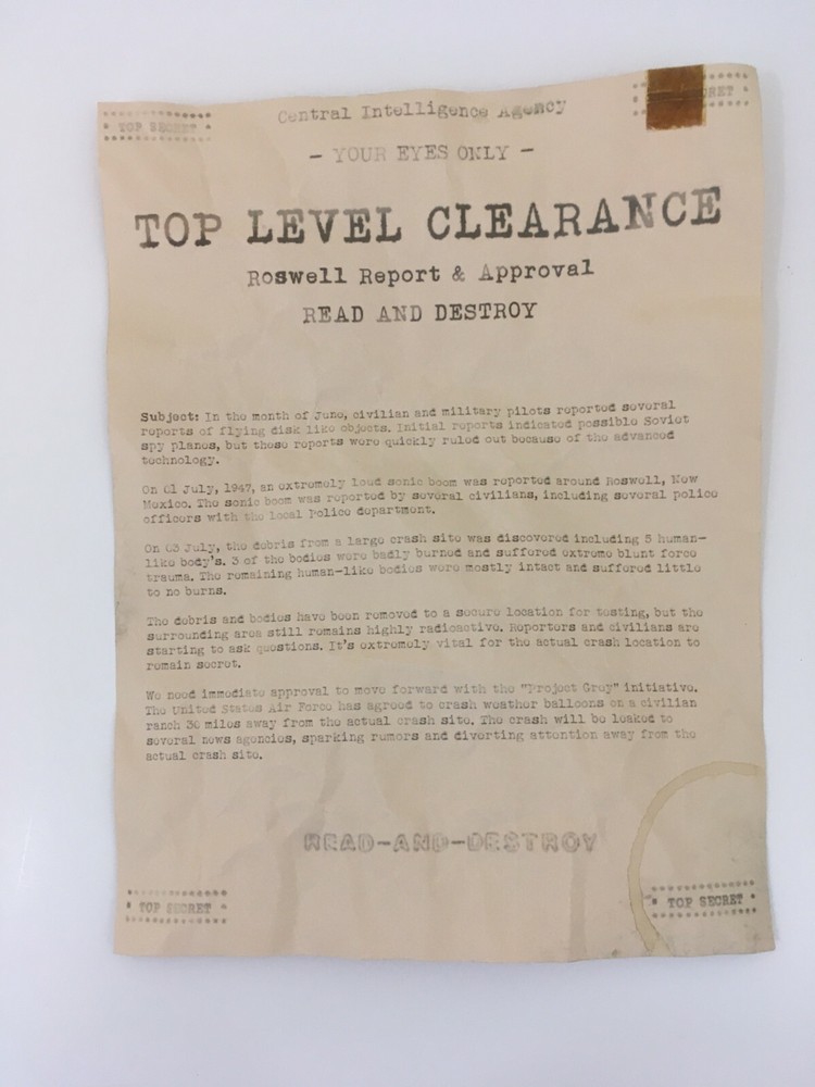 Roswell Crash Documents UFO Alien Crash Space Ship Top Secret Document