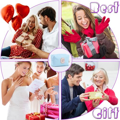 Personalized Initialetter Makeup Bag Organizer,Waterproof L blue-white letter