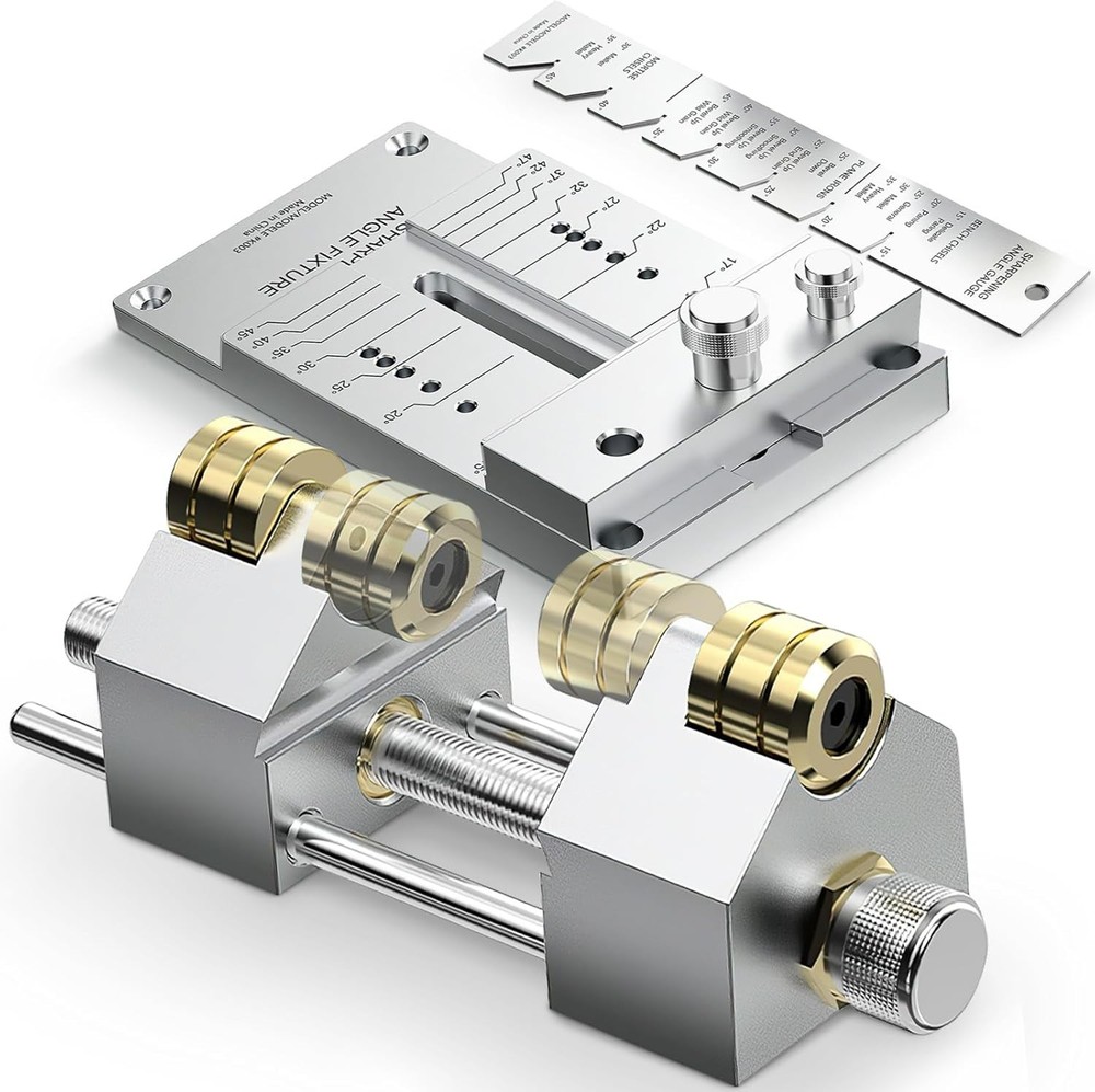 Versatile Chisel Sharpening System - Heavy Duty Angle Fixture & Gauge Included