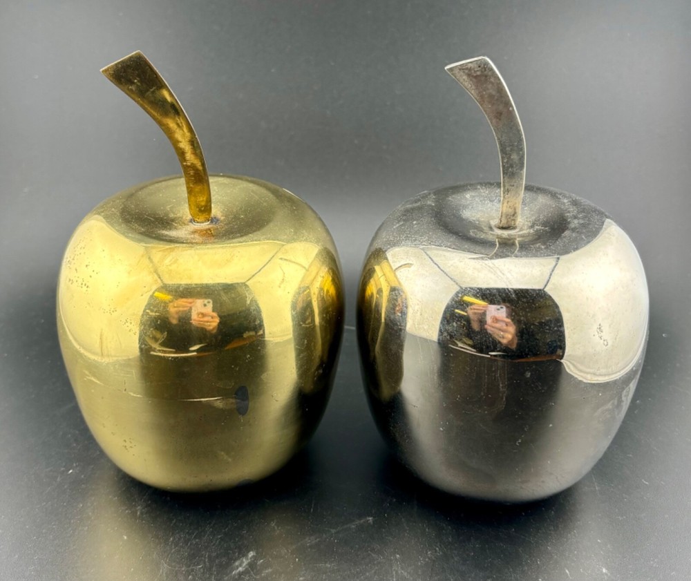 Decorative Brass and Chrome Apples Pair