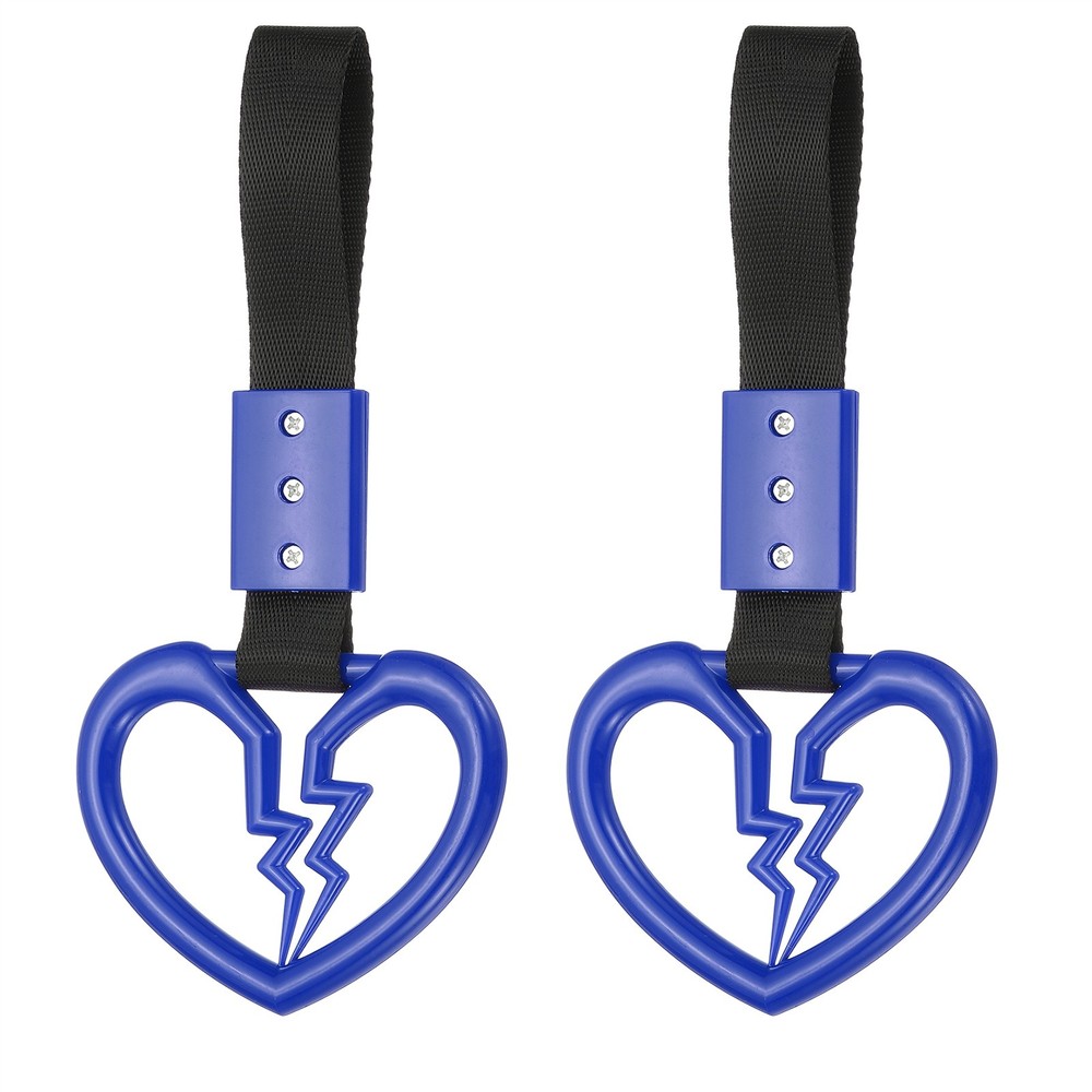 2Pcs Broken Heart Shaped Car Handle Straps for Auto, Blue