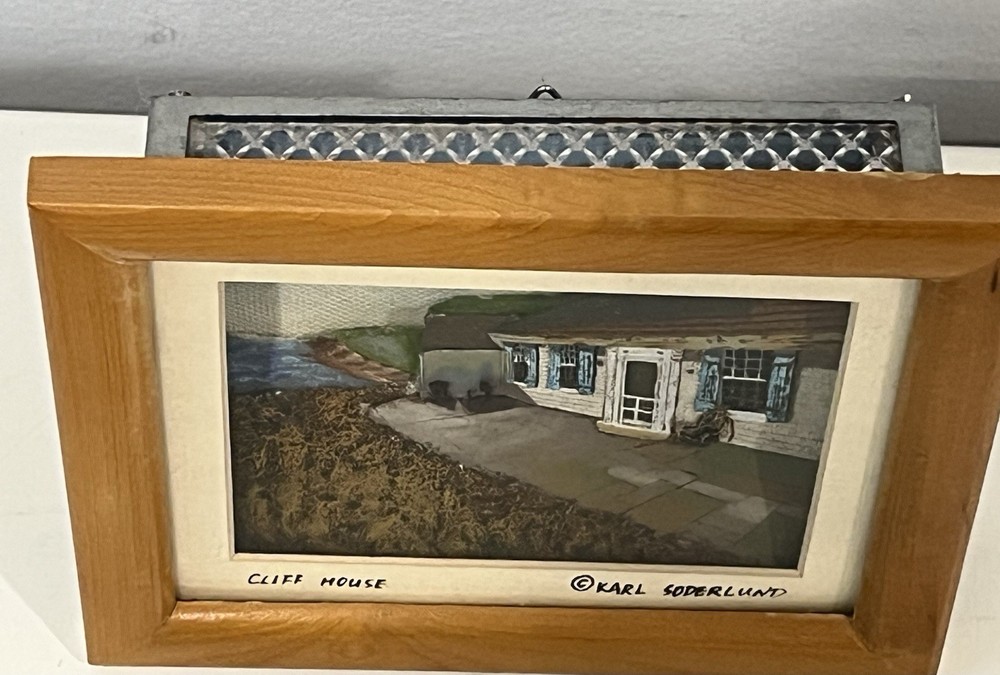 Signed 3D Mixed Media Petite Artwork by Karl Soderlund "Cliff House" 5.5"L x 4H