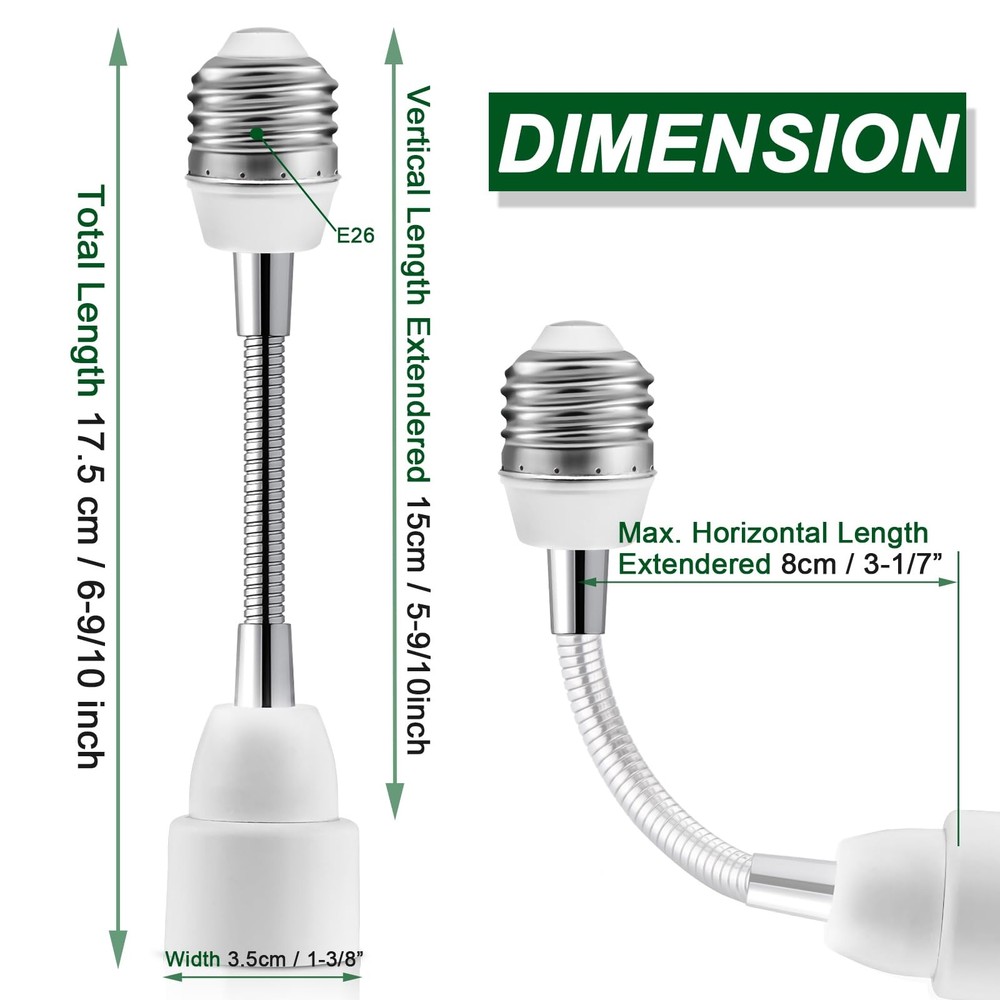 3 Prong Outlet Light Socket Adapter,Light Bulb to Outlet Socket Adapter with ...