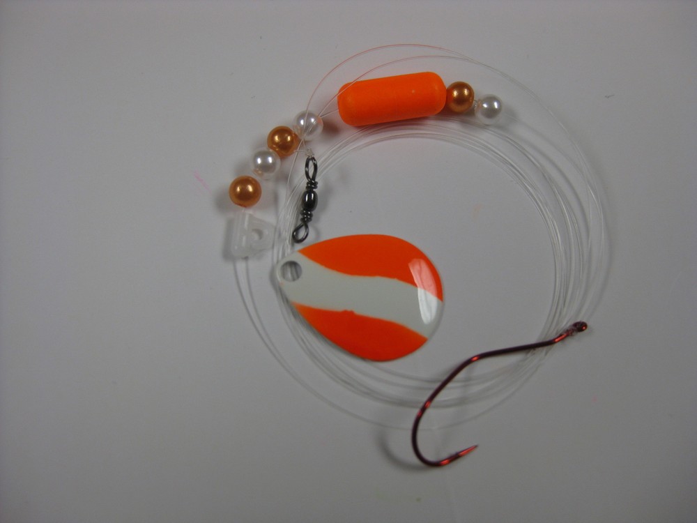 Walleye Red Slow Death Hook Float Floating Spinner Blades Rigs (Orange/White)