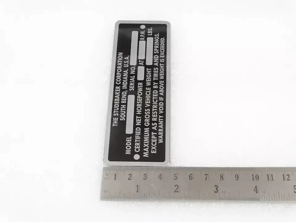 DATA PLATE VINTAGE STUDEBAKER MODEL 1946-49 |Fit For