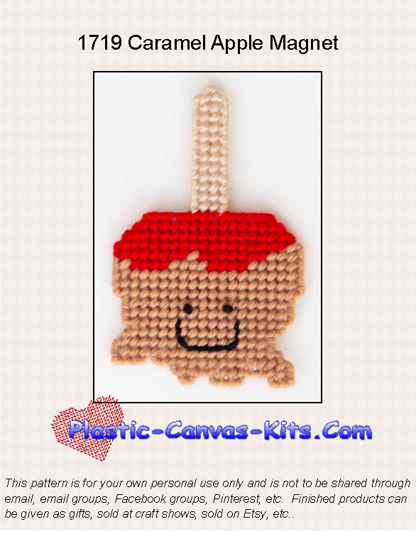 Caramel Apple  Magnet-Plastic Canvas Pattern or Kit