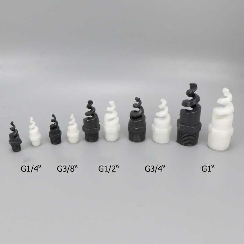 UPVC/PP Spiral Cone Spray Nozzle Atomizing Dedusting Male Thread Misting 1/4"-1"