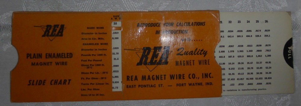 Vintage REA Magnet Wire Co Data Slide Card