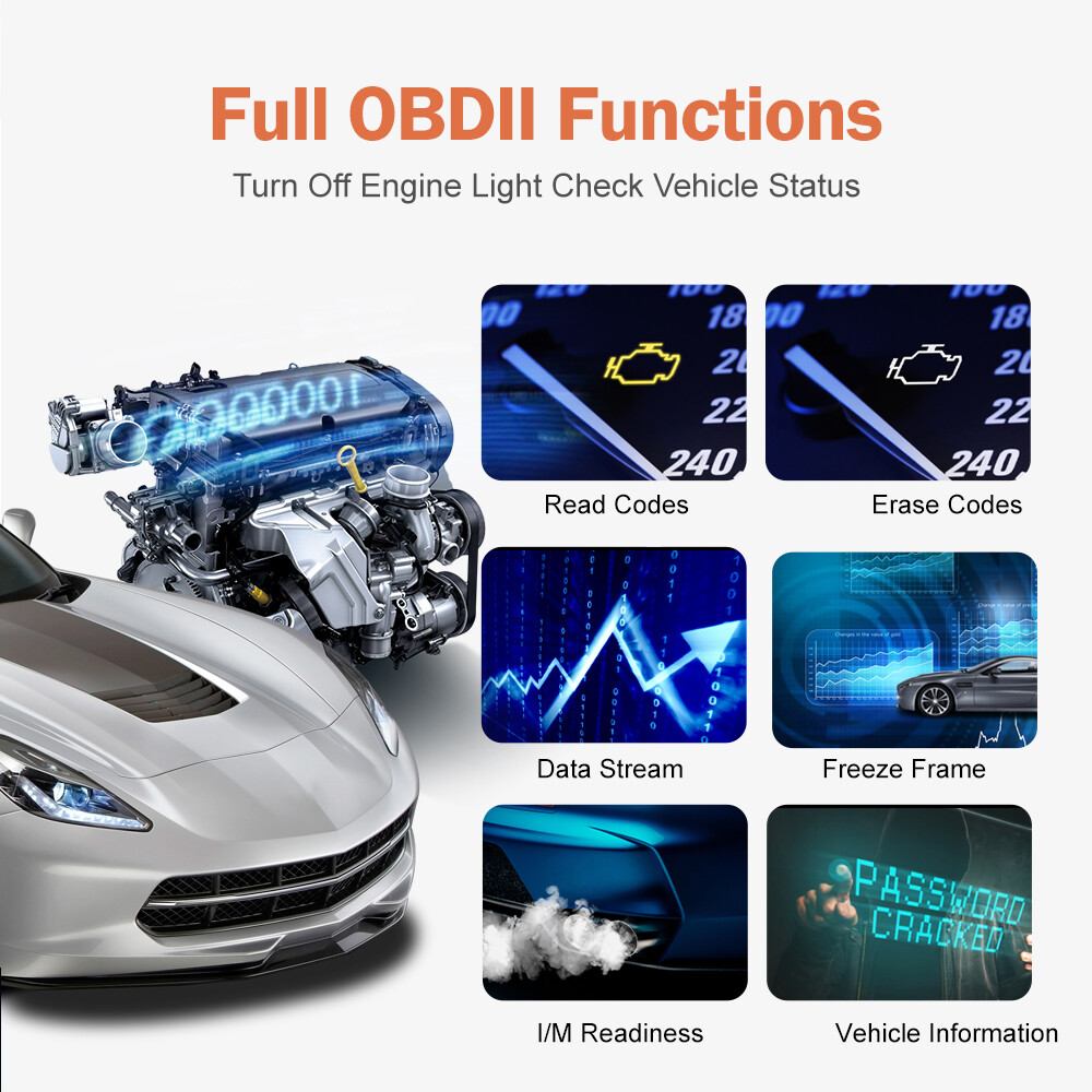 OBD2 Car Fault Code Reader Erase Engine Diagnostic Scanner Reset Live Data Tool