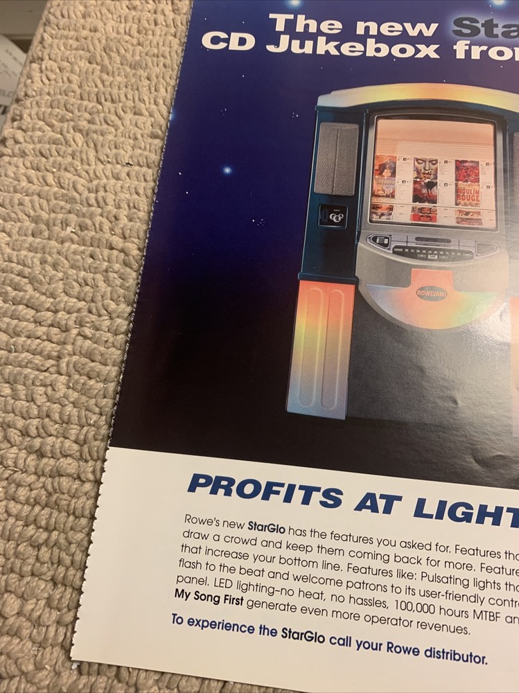 original ROWE JUKEBOX phonograph Starglo CD AD FLYER