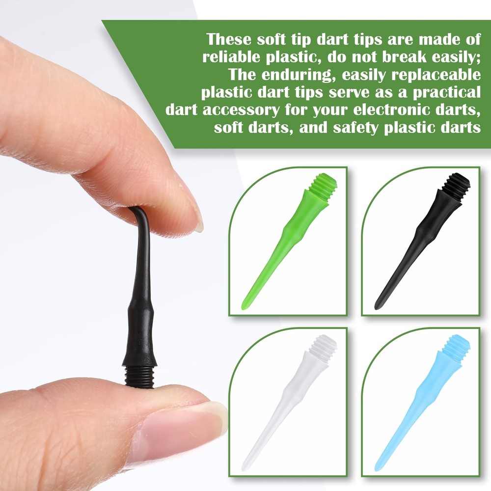 VioraWhite 200 Pack 2BA Thread Soft Tip Dart Points Plastic Multicolor