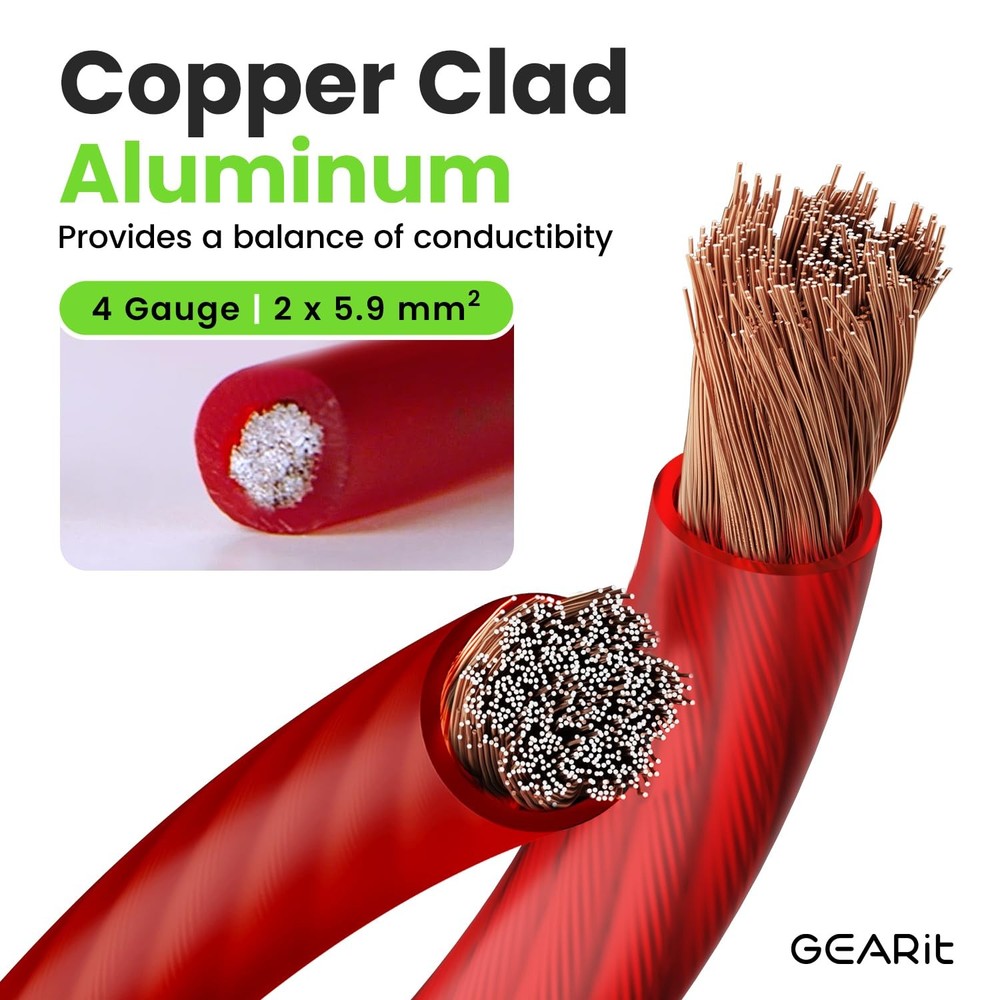 GEARit 4 Gauge Wire, CCA Electrical Wire for Red - 25ft, 4