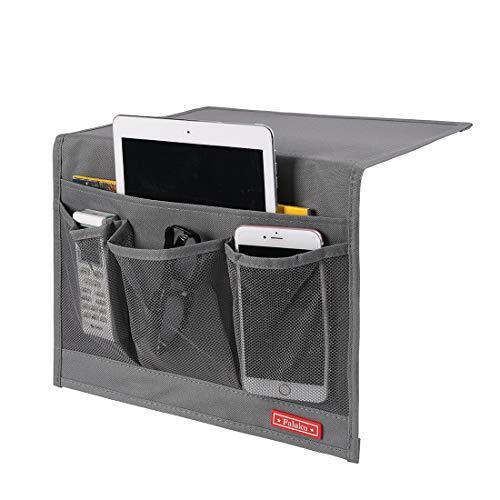 Bedside Caddy,Bedside Organizer Caddy Under Mattress,Holds 4 Pockets-grey