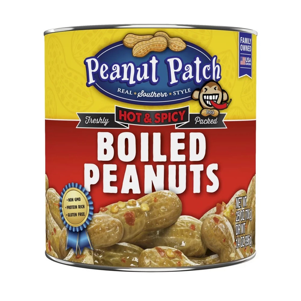 6 Cans Peanut Patch Hot & Spicy Boiled Canned Peanuts Snacks Size 25 oz 6-Pack