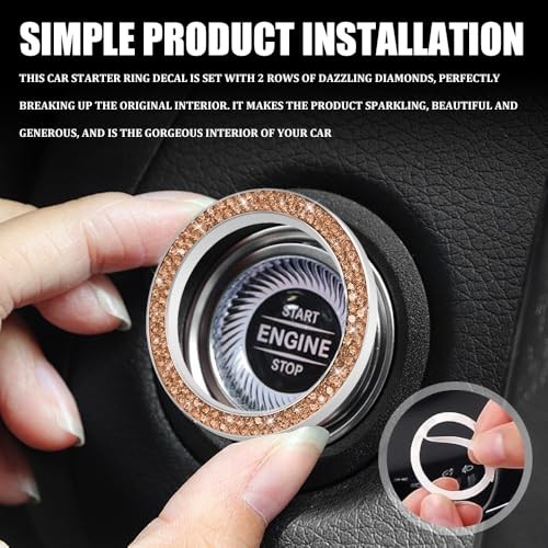 Car Engine Start Stop Decoration Ring, Car Engine Start Button 1PCS Peach