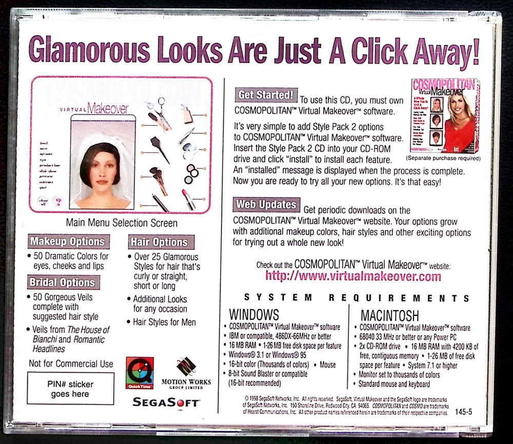 COSMOPOLITAN VIRTUAL MAKEOVER STYLE PACK 2 CD 7177