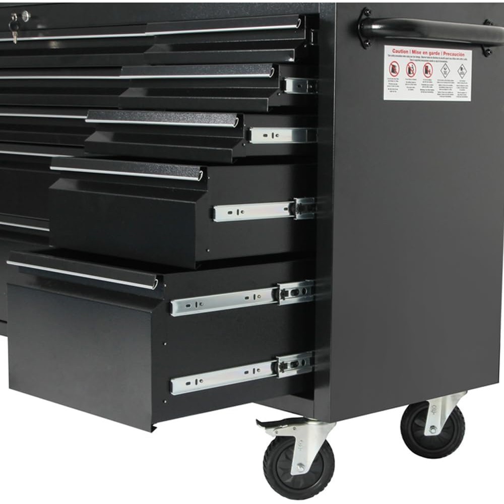 72" Tool Chest 15 Drawer Rolling Workbench Cabinet Lockable Wheels Garage