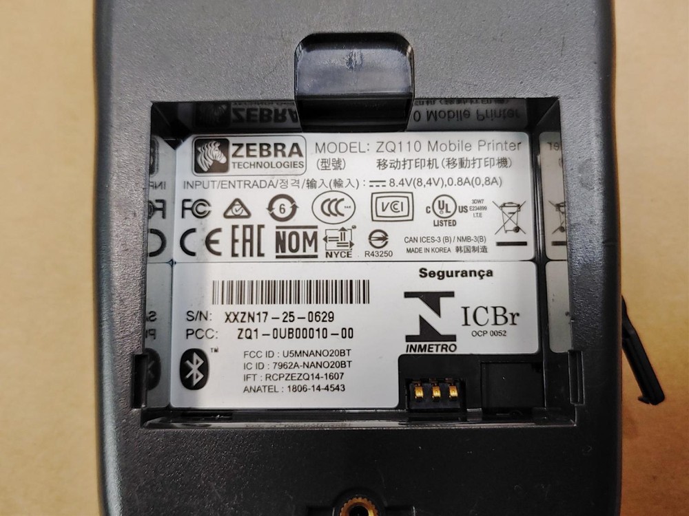 Zebra ZQ110 Mobile Thermal Label Receipt Printer w/ Battery & A/C ✔✔✔ **READ**