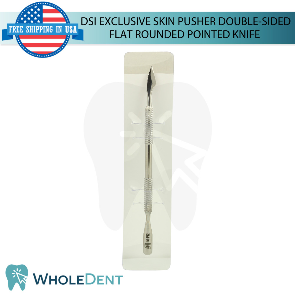 Double Sided Flat Rounded Pointed Knife Skin Pusher Stainless Steel Tool