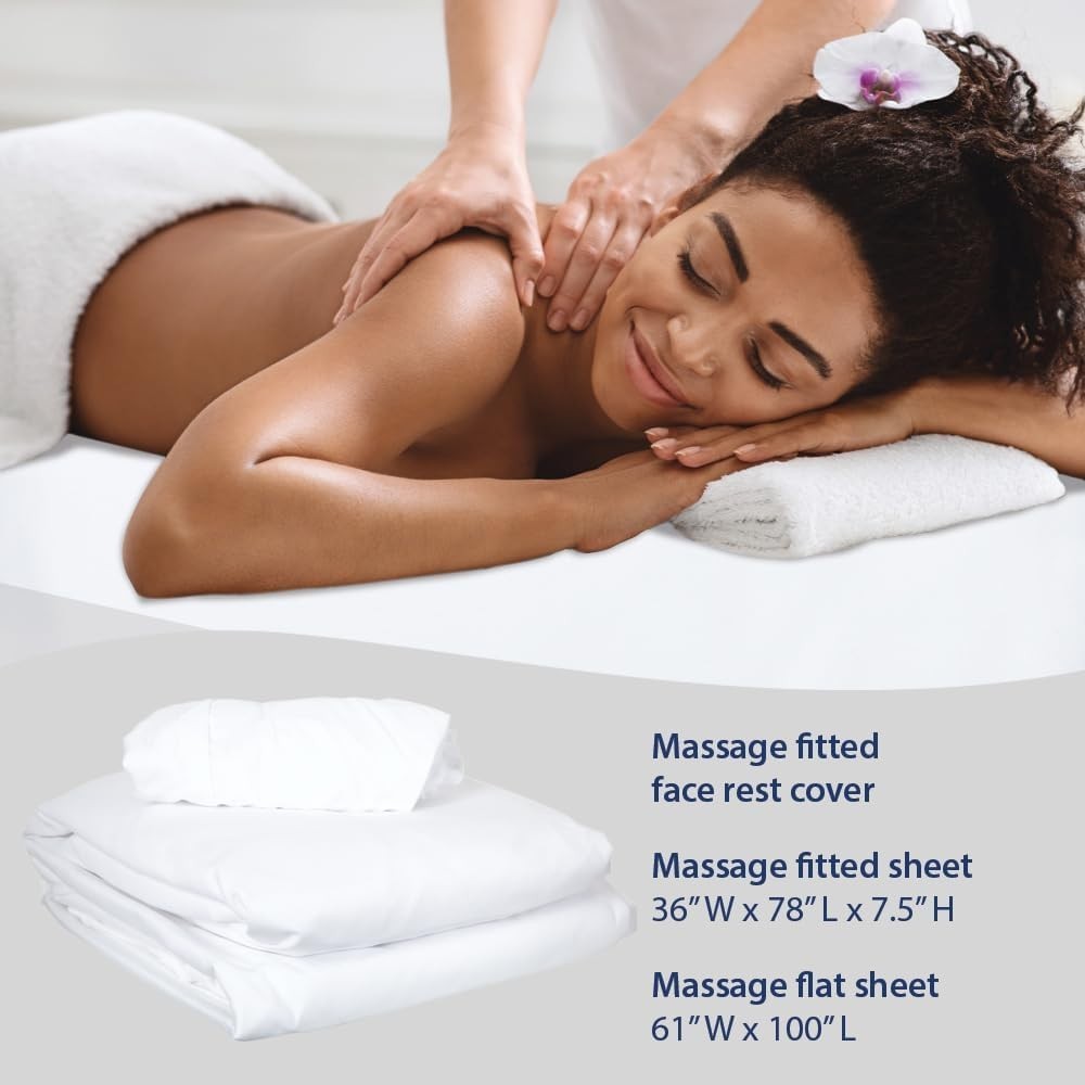 Luxurious Microfiber 3-Piece Massage Sheet Set - White, Light & Durable