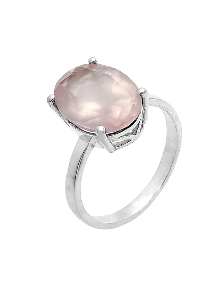 Rose Quartz Solid 925 Sterling Silver Ring 7.5