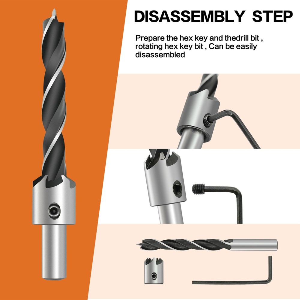 GMTOOLS Countersink Drill Bit Set, 7Pcs Tapered Bits M2 HSS, with 3mm