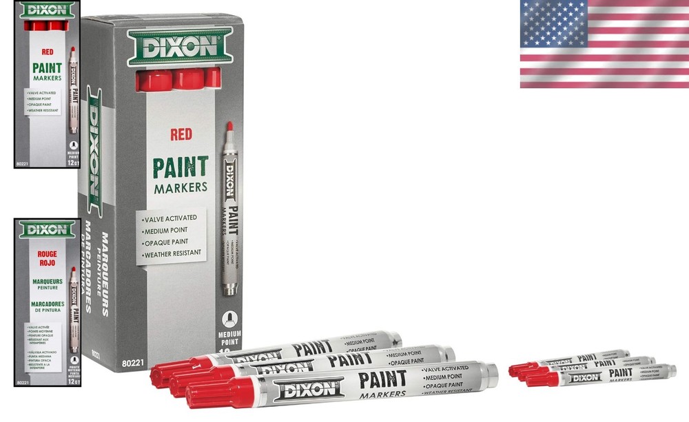 Oil-Based Red Markers, Medium Tip, 12-Pack