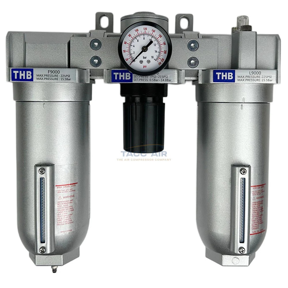 1" Compressed Air FRL System Filter Regulator Oiler Separator Lubricator Combo