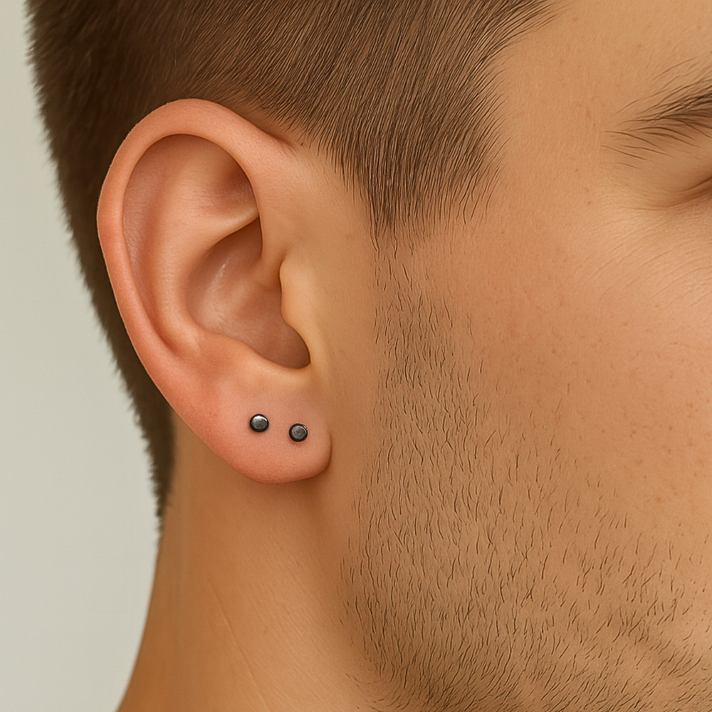 Mens Stud Earrings - Small Circle Studs