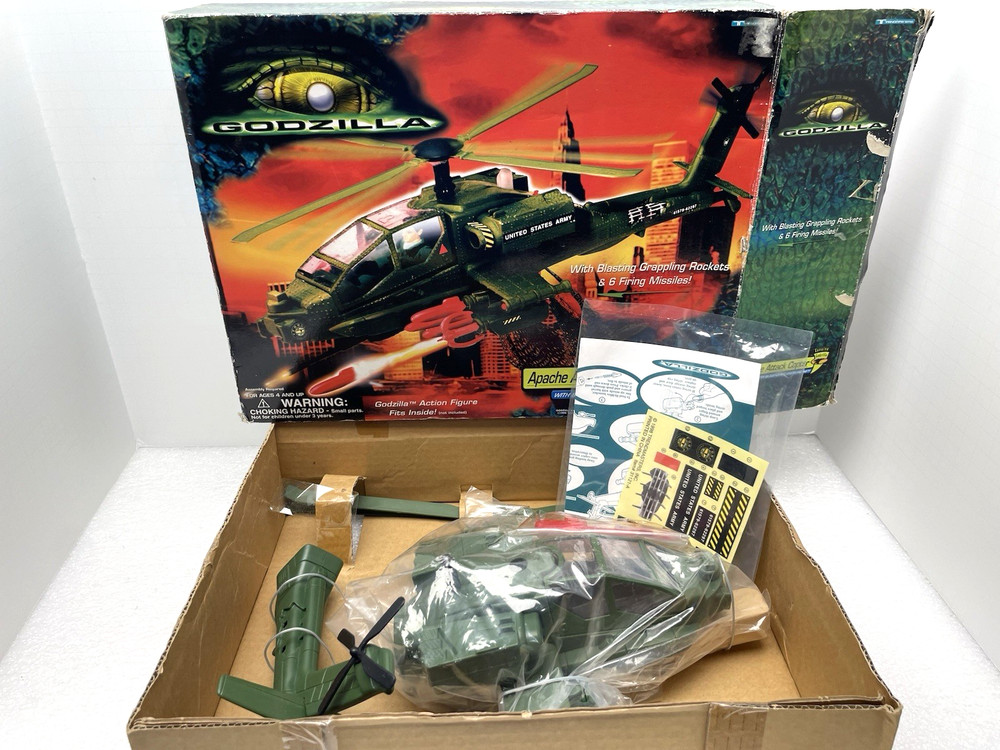 GODZILLA APACHE ATTACK COPTER TOY IN BOX 1998 TRENDMASTERS