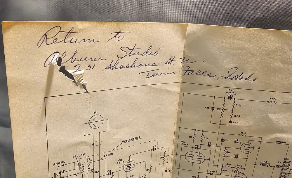 1948 Ampro Schematic for Compact Projector Amplifier Model 471