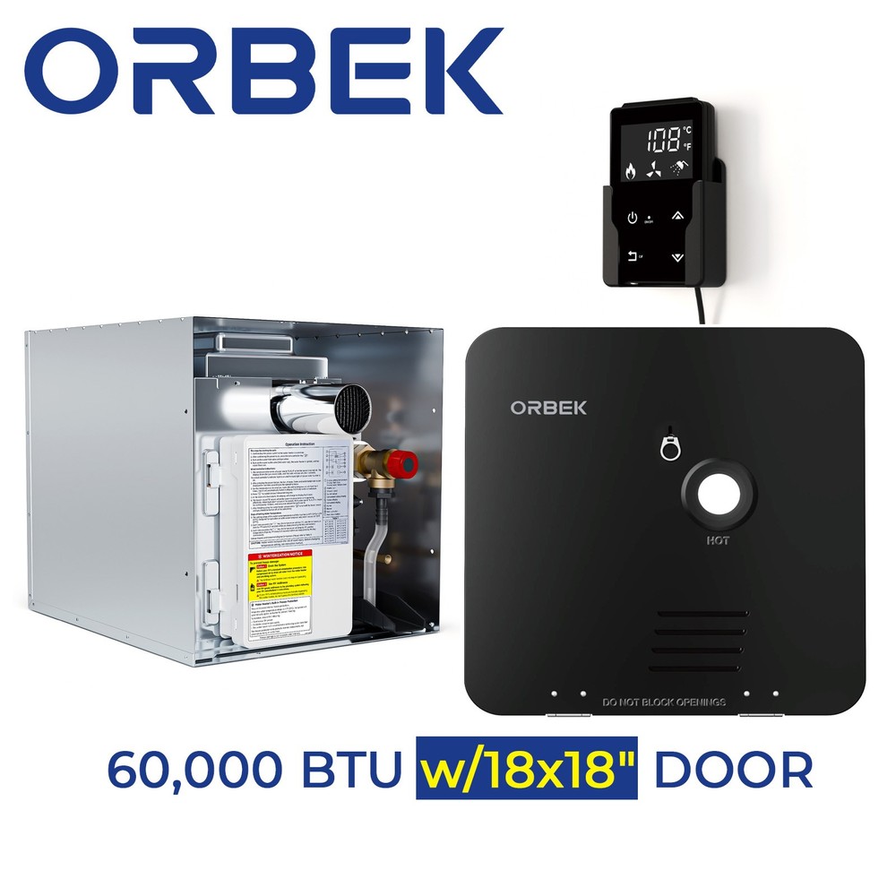 ORBEK 60,000 BTU Propane RV Tankless Water Heater Up to 3.5 GPM w/18x18" DOOR