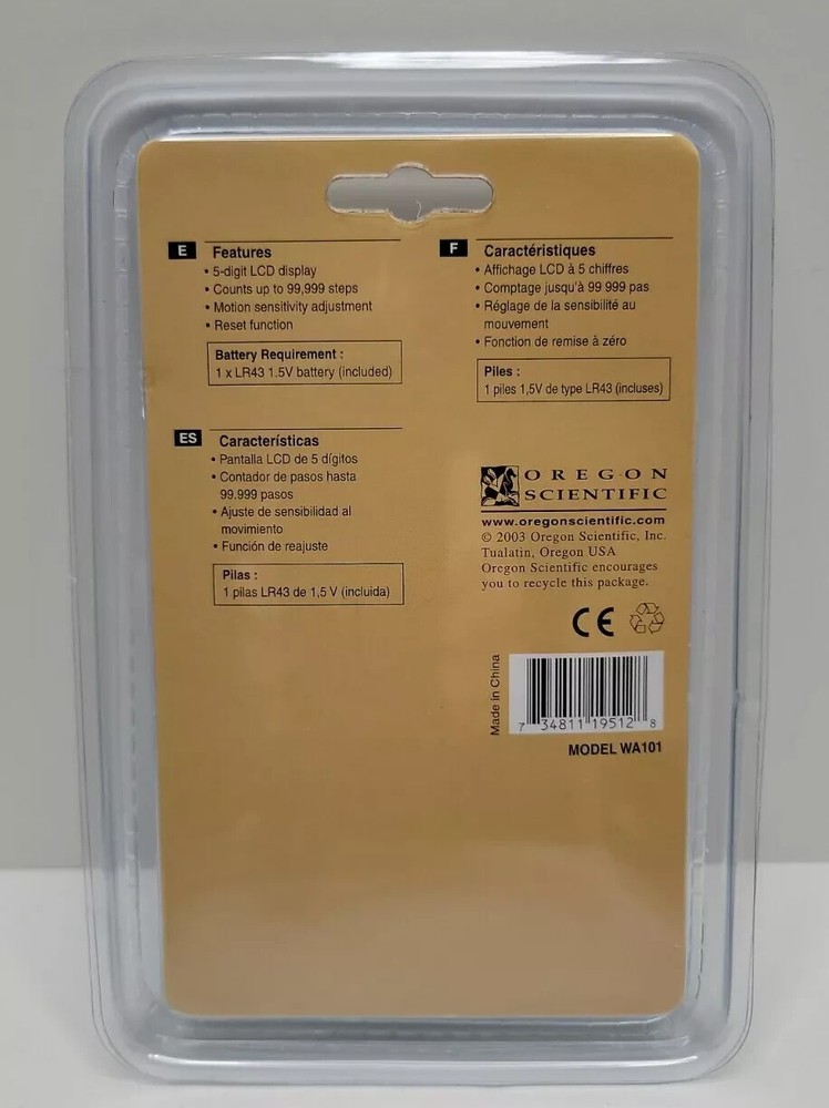 Oregon Scientific Digital Pedometer, Model WA101.