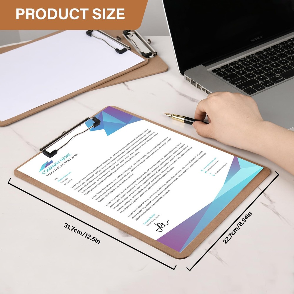 3 Pack Hardboard Office Clipboard, Letter-Size Clipboard with Low Profile Cli...