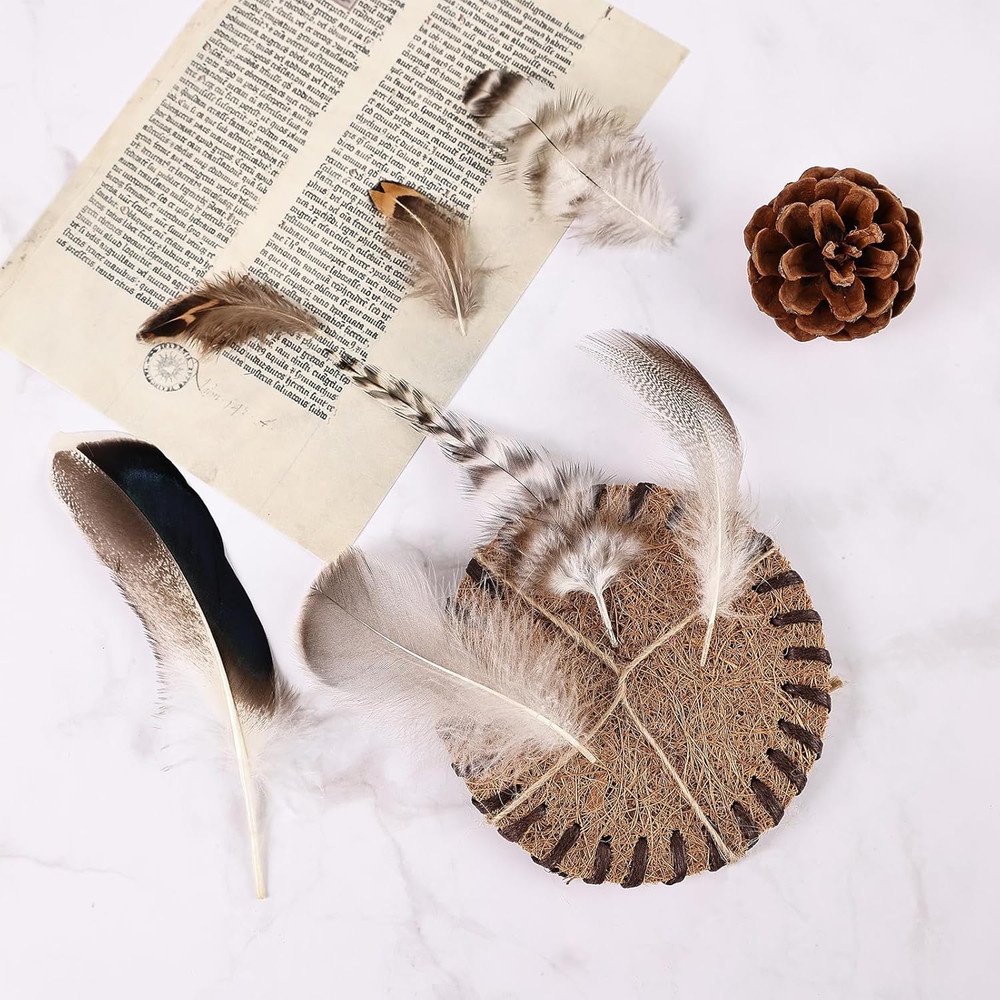 MAOFENG 210Pcs 7 Styles Natural Bulk Feathers Assorted Mixed Feathers for DIY Cr