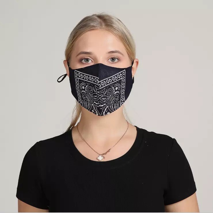 Face Mask 100% Cotton Lavable Paliacate Negro