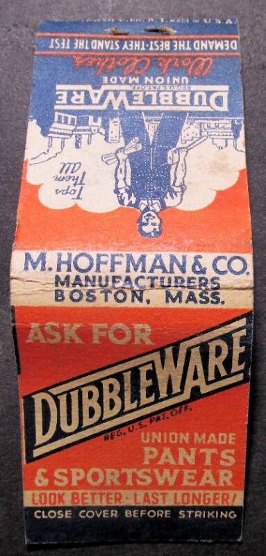 Original vintage Dubbleware Work Clothes Advertising Matchbook