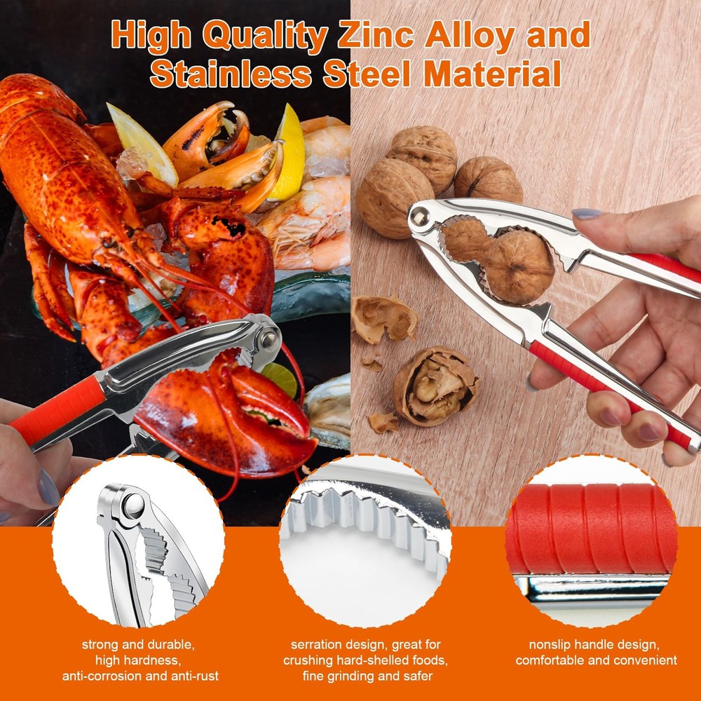 Anglekai Nut Crackers, 8Pcs Multi-Purpose 5.9 x 1.65 x 0.45inch, Red