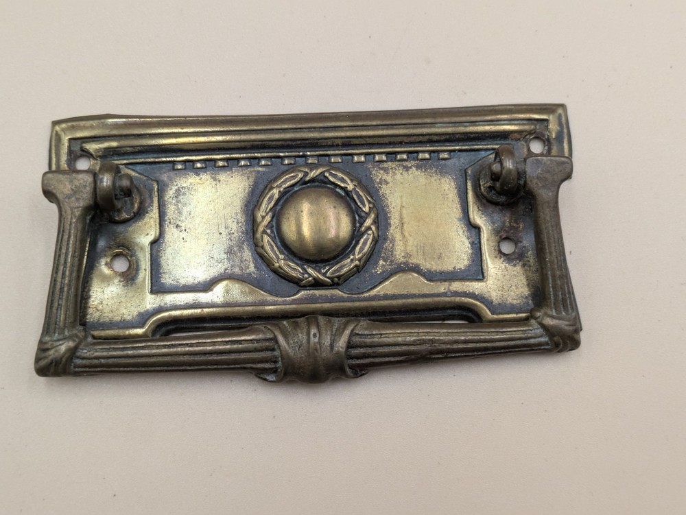 VICTORIAN EDWARDIAN DRAWER PULL PAIR HANDLES RECLAIMED ORIGINAL YELLOW BRASS