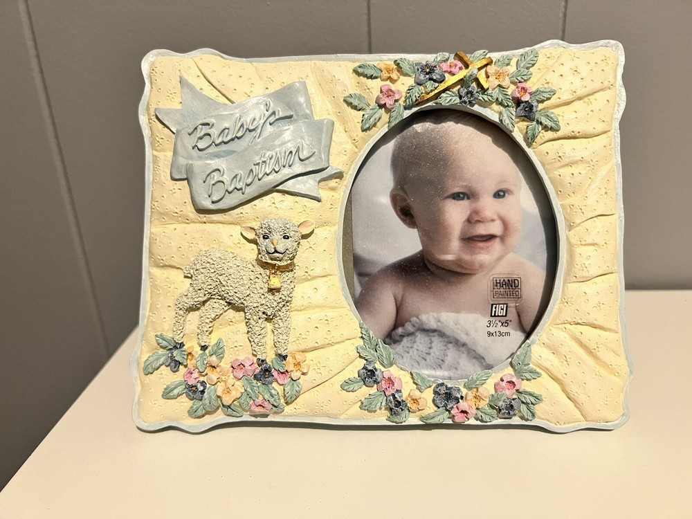 FIGI 3D Ceramic, Hand Painted Baby’s  Baptism  Boy 1995