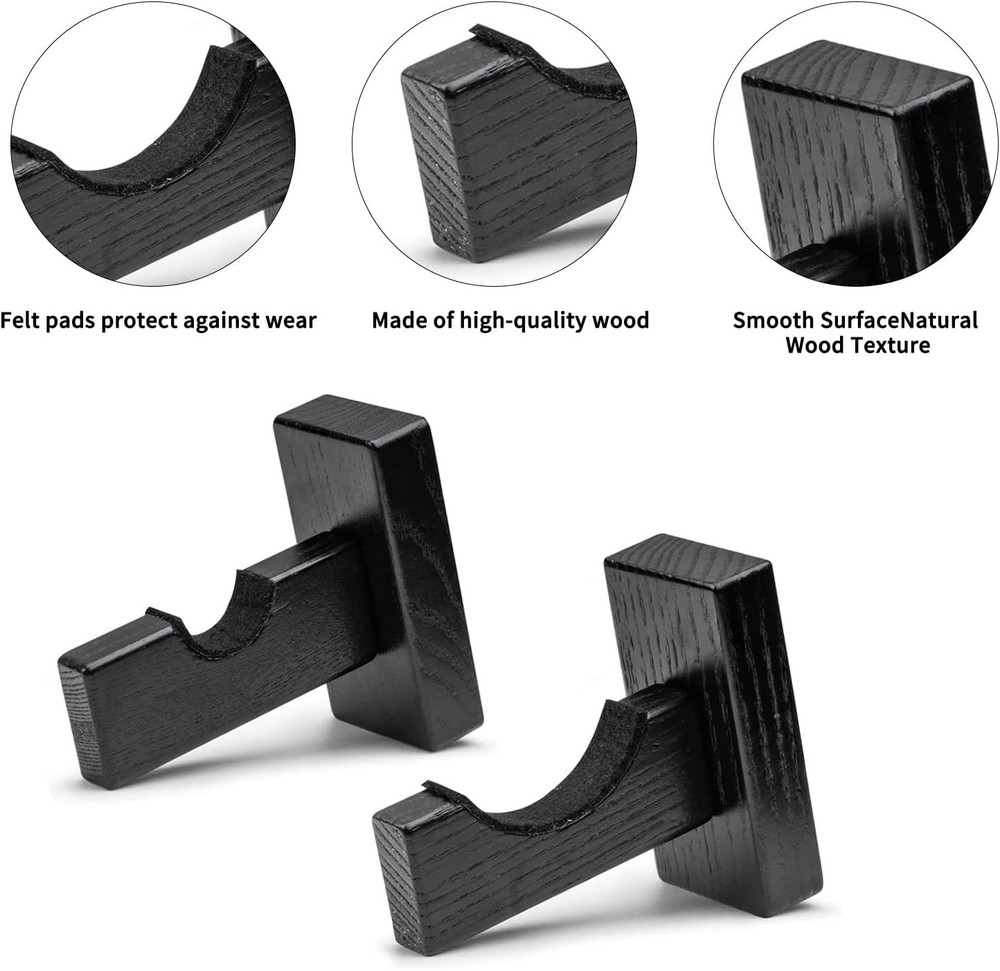Baseball Bat Display Case Holder Horizontal Wall Mount Solid Wood Rack Brackets
