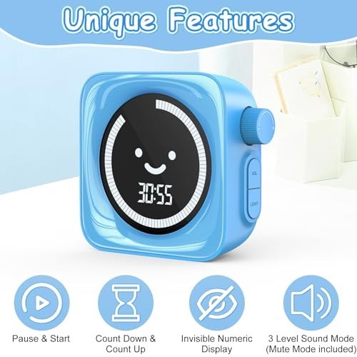Cute Digital Visual Timer for Kids - 99 Minute Countdown & Count Up Timer, 2-Pac