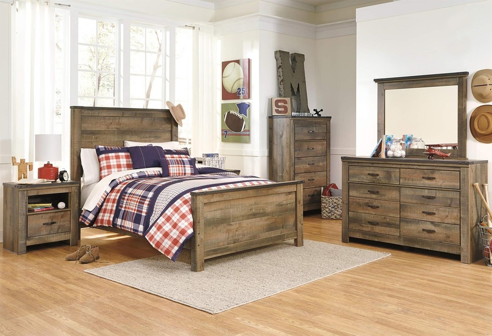 Bowery Hill Transitional Wood Full Panel Headboard in Brown Finish