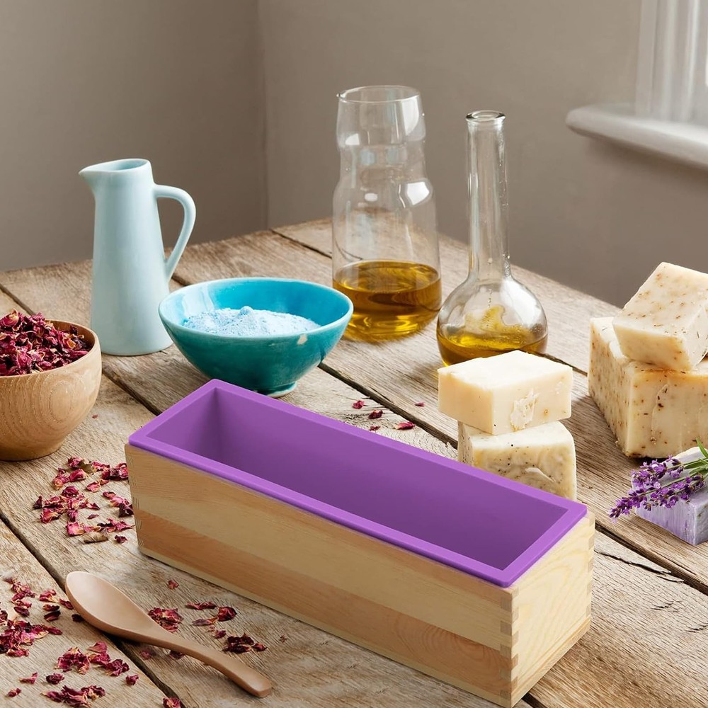 3PCS 47oz Silicone Soap Kit, Purple Rectangular Silicone Loaf Soap Making wit...