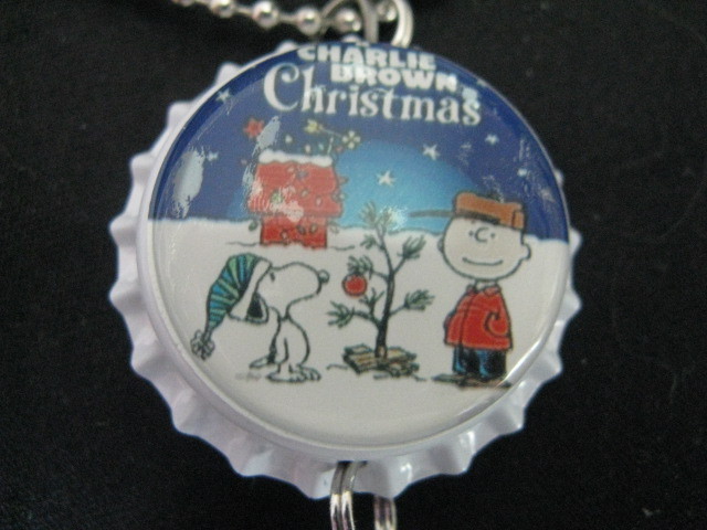 Charlie Brown Bottle Cap Inside Rear View Mirror ~ Handcrafted ~ **Gift Idea