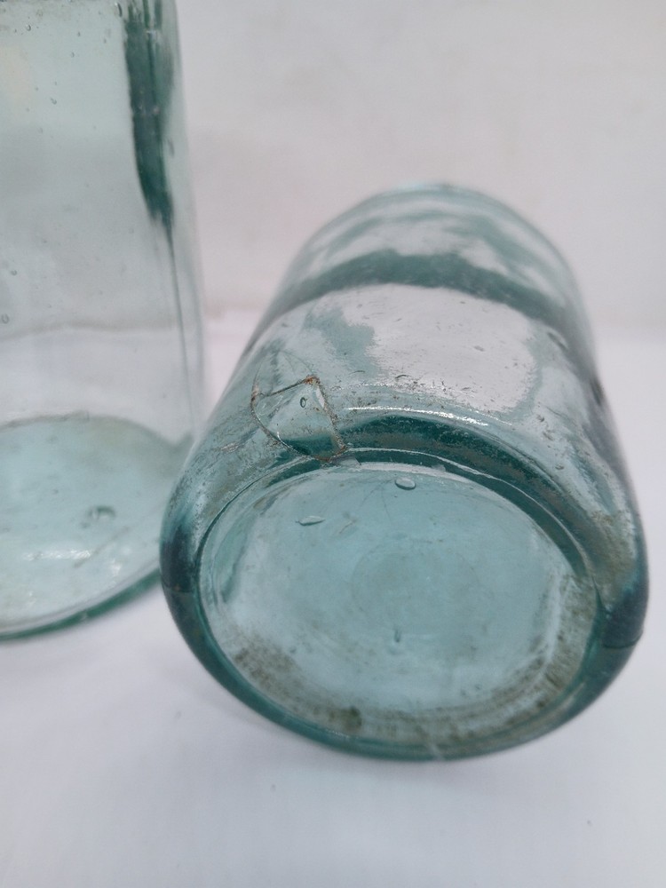 2 Old Different Size Glass Jars