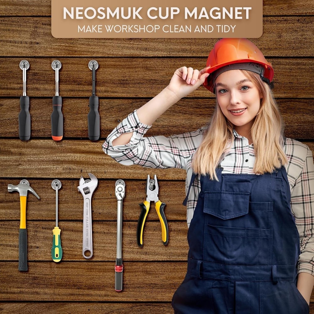 Neodymium Round Disc Magnets - 22lbs Pull, 6 Pack for Versatile Mounting