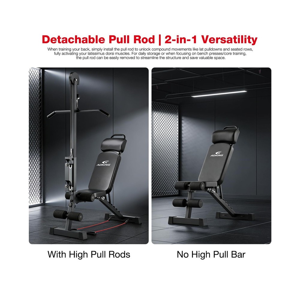 12-in-1 Home Gym LAT Pull Down & High Pulley System - Full Body Training Mach...