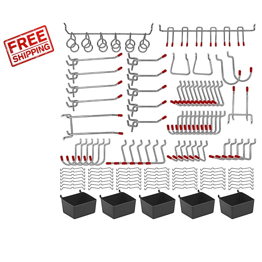 Professional 114-Piece Tool Storage Pegboard Kit with Lockable Features & Bins